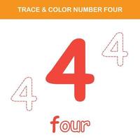 Trace and color number printable worksheet vector