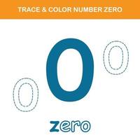 Trace and color number printable worksheet vector