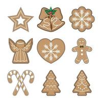 Set of gingerbread, Christmas and New Year illustration vector