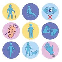 nine disabled accessibility icons vector