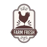 Chicken inside farm fresh label vector