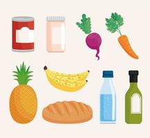 Groceries and food icons vector
