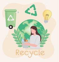 Woman recycling design vector