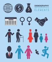 Demography chart icon set vector