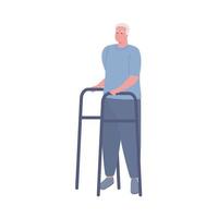 old man using walker vector