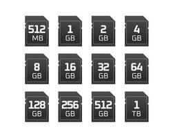 Digital memory cards clipart isolated on white vector