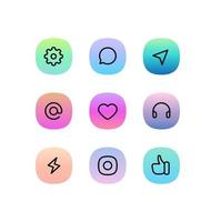 Super ellipse trendy icons. Internet application ui icons collection vector