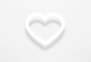 White contour heart vector icon with realistic shadow