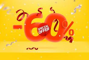 Sixty percent sale off special offer vector promo banner