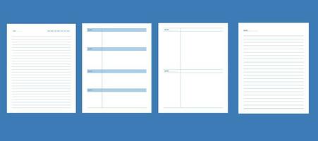 Plantilla de diseño de diario interior de página forrada de cuaderno vector