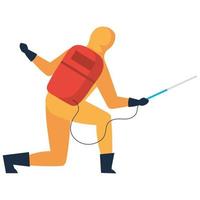 Man disinfecting on white background vector