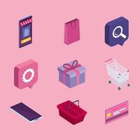 símbolos de compras en línea vector