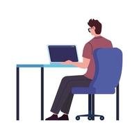 Man with laptop working vector