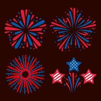 Usa fireworks and stars set vector