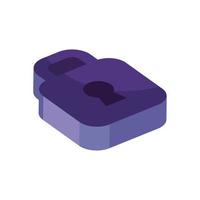 isometric padlock closed vector