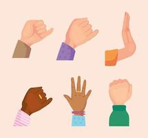 Friendship hands icon collection vector