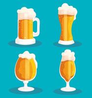 four beers icons vector