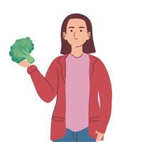 woman with broccoli avatar vector