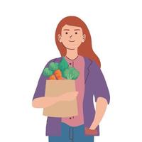 mujer con verduras vector