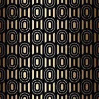 Golden luxury seamless pattern with ovals and stripes, black and gold colors in art deco style vector