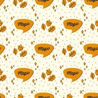 Background template with orange Magic lettering. The pattern is magical for the day of the dead. The substrate is in black and orange autumn color. Vector illustration