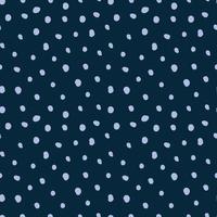 Winter snow is blue on dark. Winter doodle pattern of snowfall and blizzard of different sizes. Cute background for crafting postcards. Vector illustration