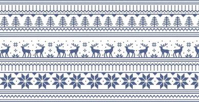 Christmas light panoramic background with drawings of deer and patterns of the holiday - Vector