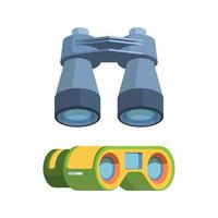 Binoculars travel telescope reflection optical tools outdoor exploration vector flat style illustrations lens navigation search equipment zoom vision