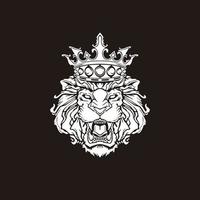 lion head with crown illustration logo design vector