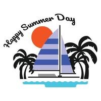 Happy Summer Day Typography T shirt Print Free Vector