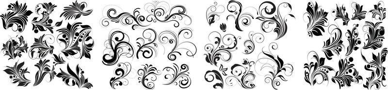 Leaves,Flowers, Branches and Swirls, Large Collection of Hand Drawn Vector Design Elements, Big collection of decorative elements banners, arrows, leaves