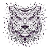 Tiger head pattern isolated outline sketch vector