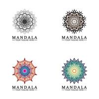 Circle pattern petal Flower Mandala Vector logo template illustration. Colorful template for spiritual retreat or yoga studio,Ornamental business cards,vintage luxury, ornamental decoration