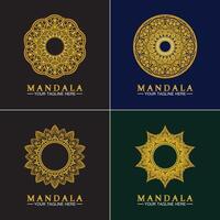 Gold Flower Mandala Vector logo template illustration.template for spiritual retreat or yoga studio,Ornamental business cards,vintage luxury, ornamental decoration