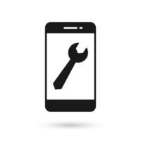 Mobile phone flat design with Tool Sign vector