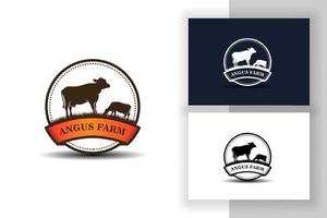 plantilla de diseño de logo de angus negro. Ilustración de vector de granja de vacas.