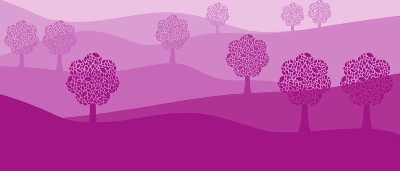 una escena de paisaje con múltiples tonos de árboles verdes. hay un patrón de hojas dentro de cada árbol. vector