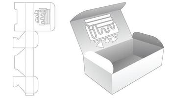 Caja de panadería con plantilla troquelada de ventana de pastel vector