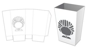 box container with cartoon window die cut template vector