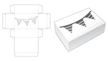 caja con plantilla troquelada de ventana del empavesado vector