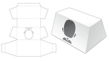 Trapezoid packaging with man window die cut template vector