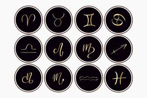 Astrological symbols of the zodiac signs. Astrology,Natal charts, horoscopes vector