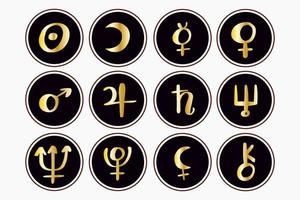 Astrological symbols of planets. These icons are used in astrology vector