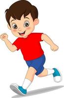 Cartoon funny little boy running vector