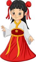 niña china vestida con traje tradicional chino vector