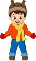 Cute little boy in winter clothes vector