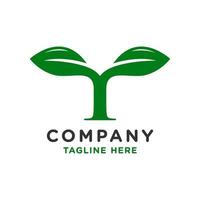 Initial logo design leaves T vector