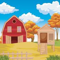 Farmland with barn on the field vector