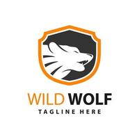 wolf shield logo design template vector