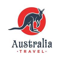 Kangaroo animal logo design with a circle vector